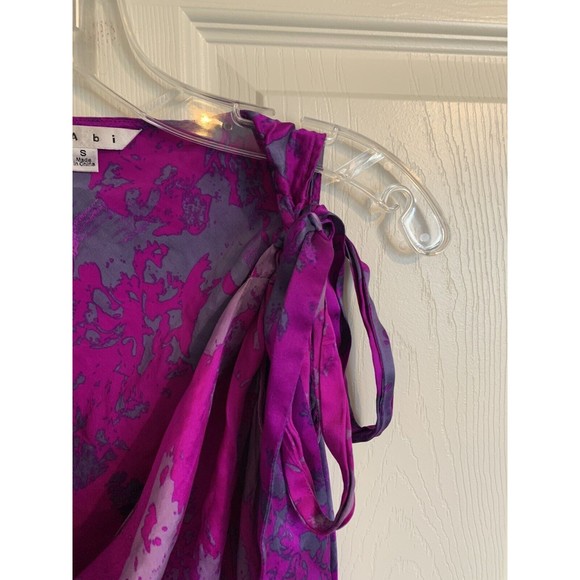 CAbi Top Size small Pink Purple Abstract Sleeveless Silk Blouse Career Dressy - Picture 8 of 15
